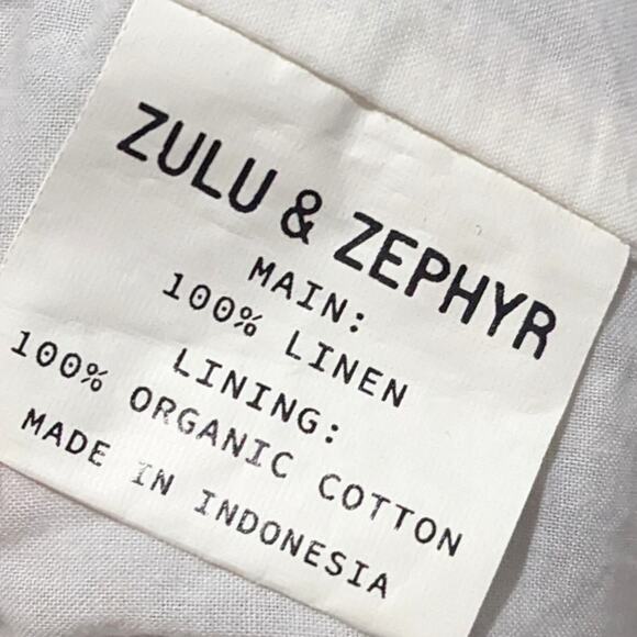 Zulu & Zephyr Beach Linen Long Sleeve Dotted Tunic Romper White Black Women's 10 - Picture 9 of 11